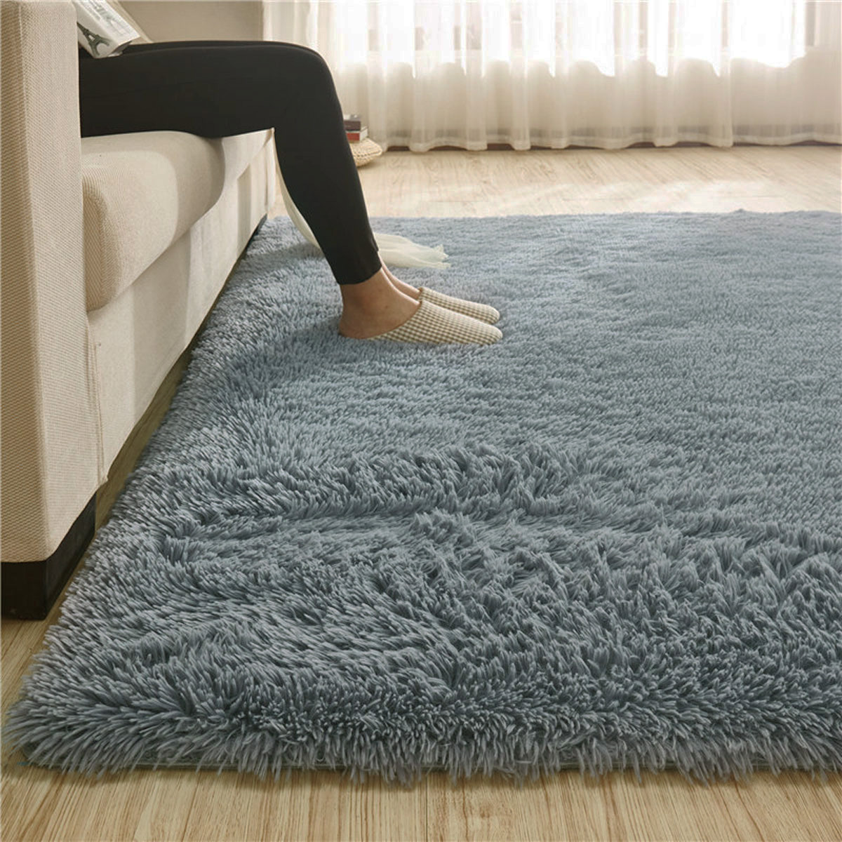 160x230CM Fluffy Rug Anti-Skid Shaggy Area Rug Dining Room Carpet Floor Mat Home 