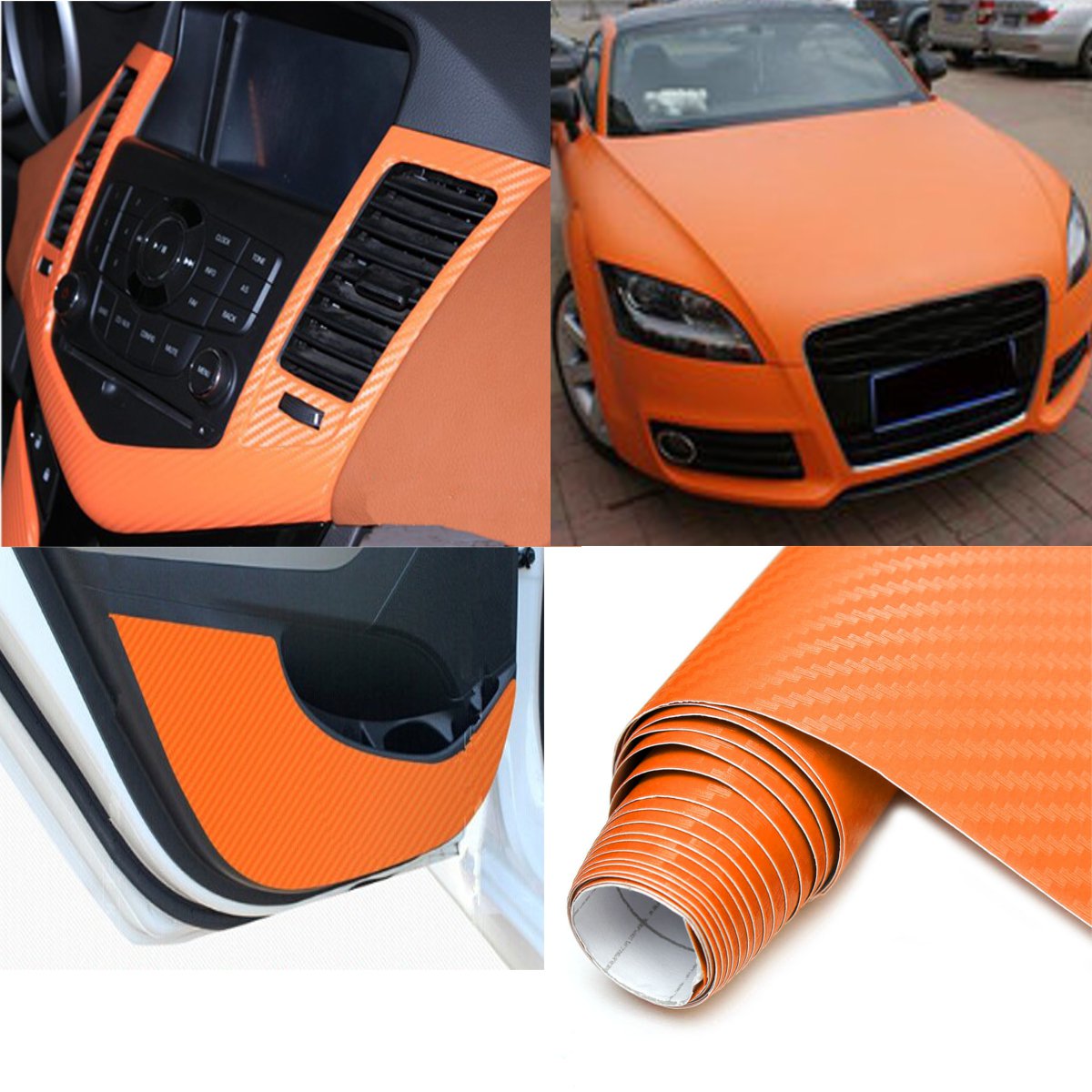 2mx50cm diy gloss 3d carbon fiber vinyl wrap roll film sticker 8 colors for car vehicle Sale ...
