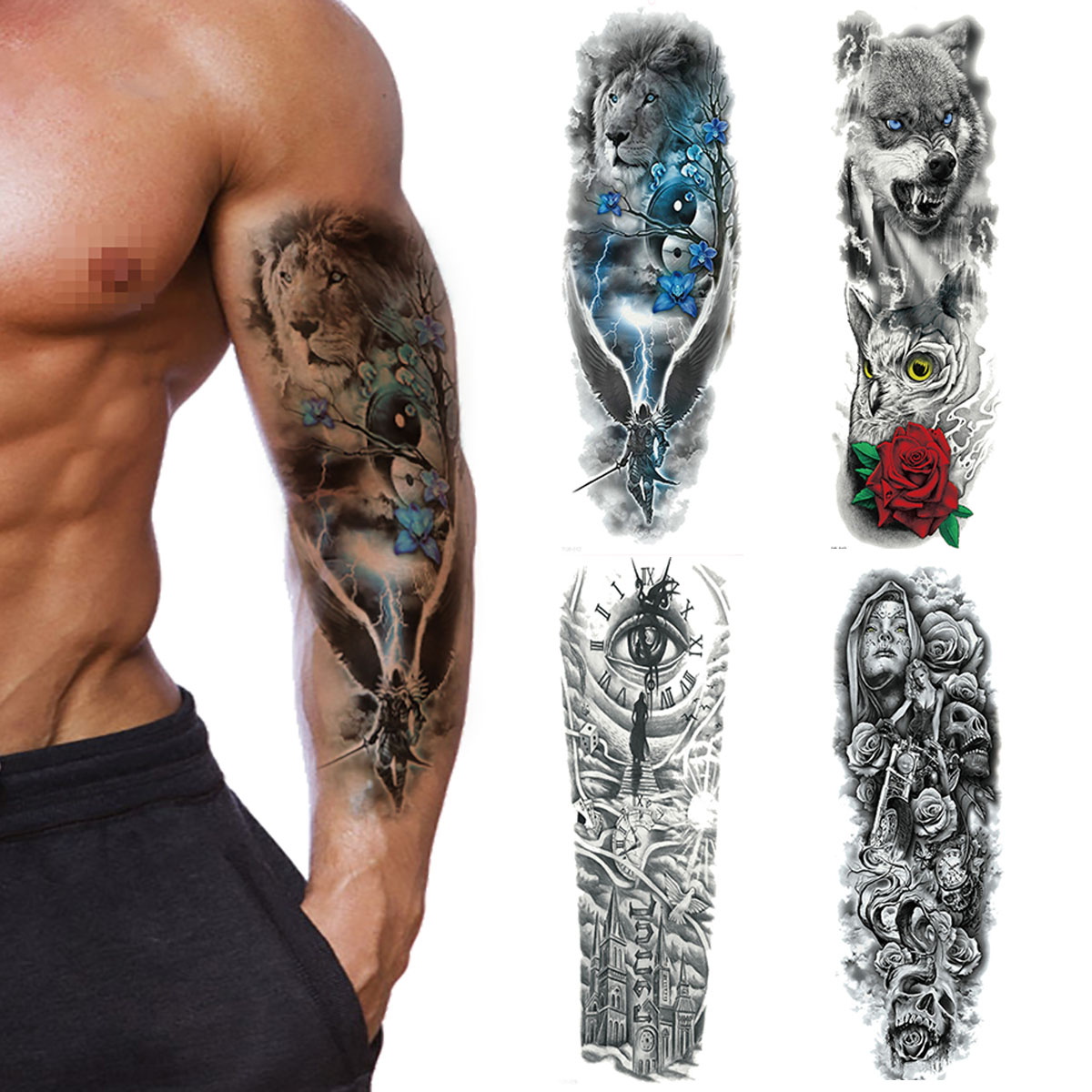 

Lion/Bear/Time eye/Beauty Arm Tattoo Temporary Tattoo Stick