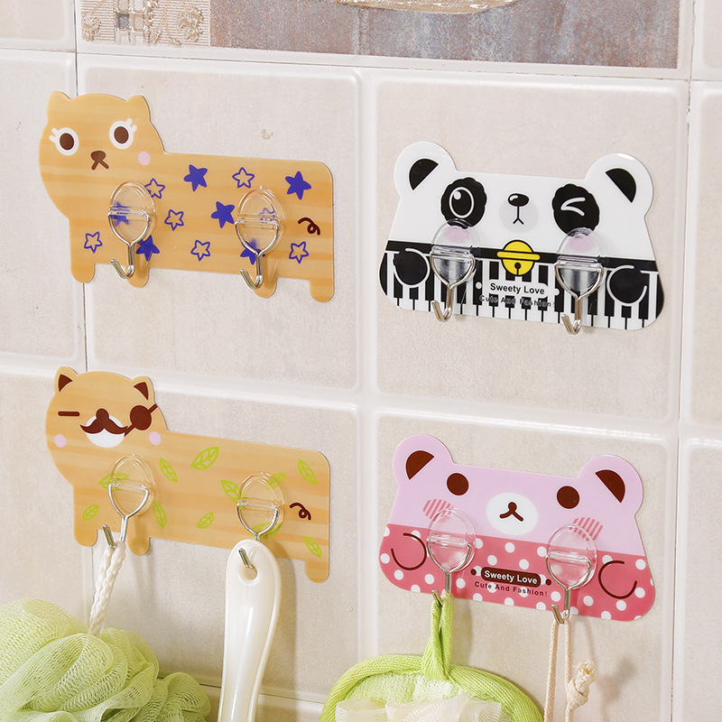

Cartoon viscose two-link hook free punching hook kitchen wall tile strong paste no trace
