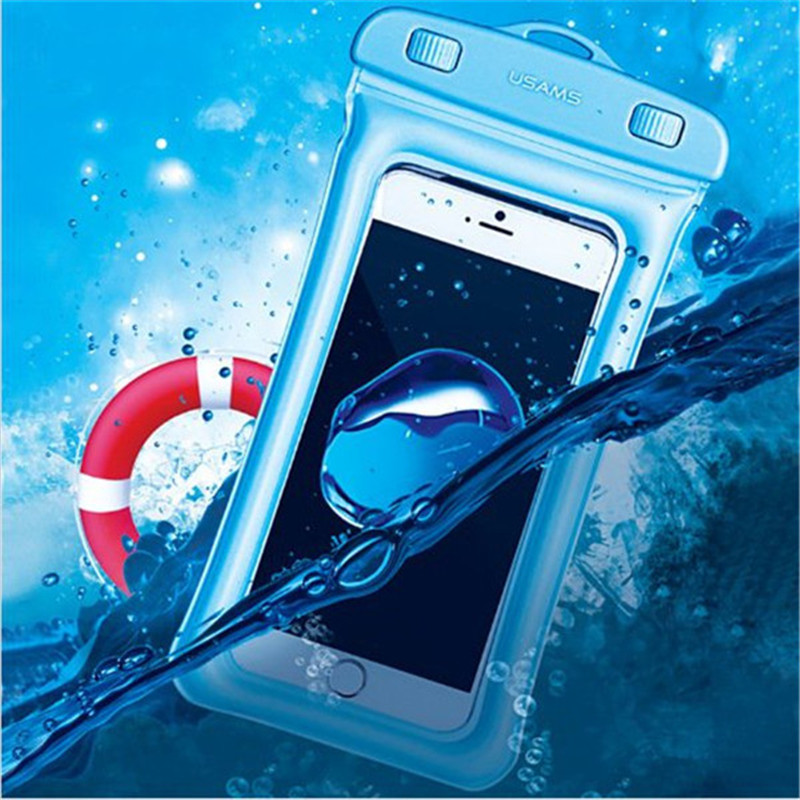 

USAMS IPX8 Водонепроницаемы Плавающий сенсорный экран с подушкой безопасности под водой Телефон Сумка для iPhone Xiaomi
