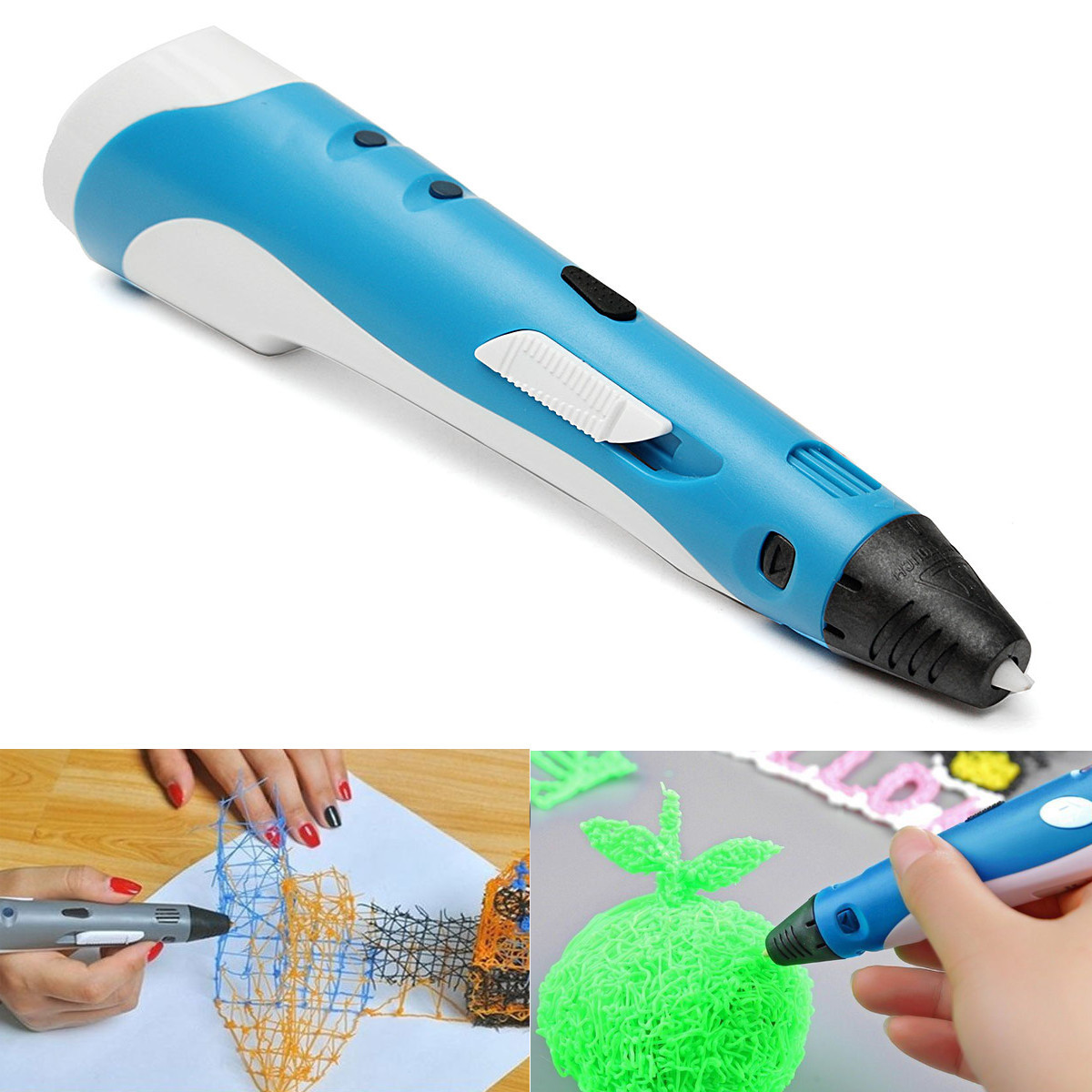 3D Printing Drawing Pen + 3x ABS Filament + EU Plug Power Adapter Kit 9