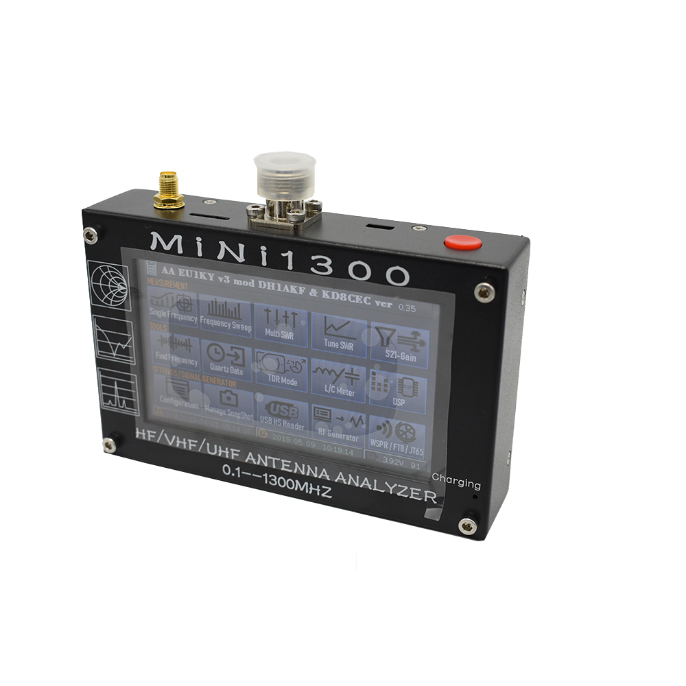 

Upgrade Mini1300 4.3inch TFT LCD 0.1-1300MHz HF VHF UHF ANT SWR Antenna Analyzer inner Battery Meter 5V/1.5A