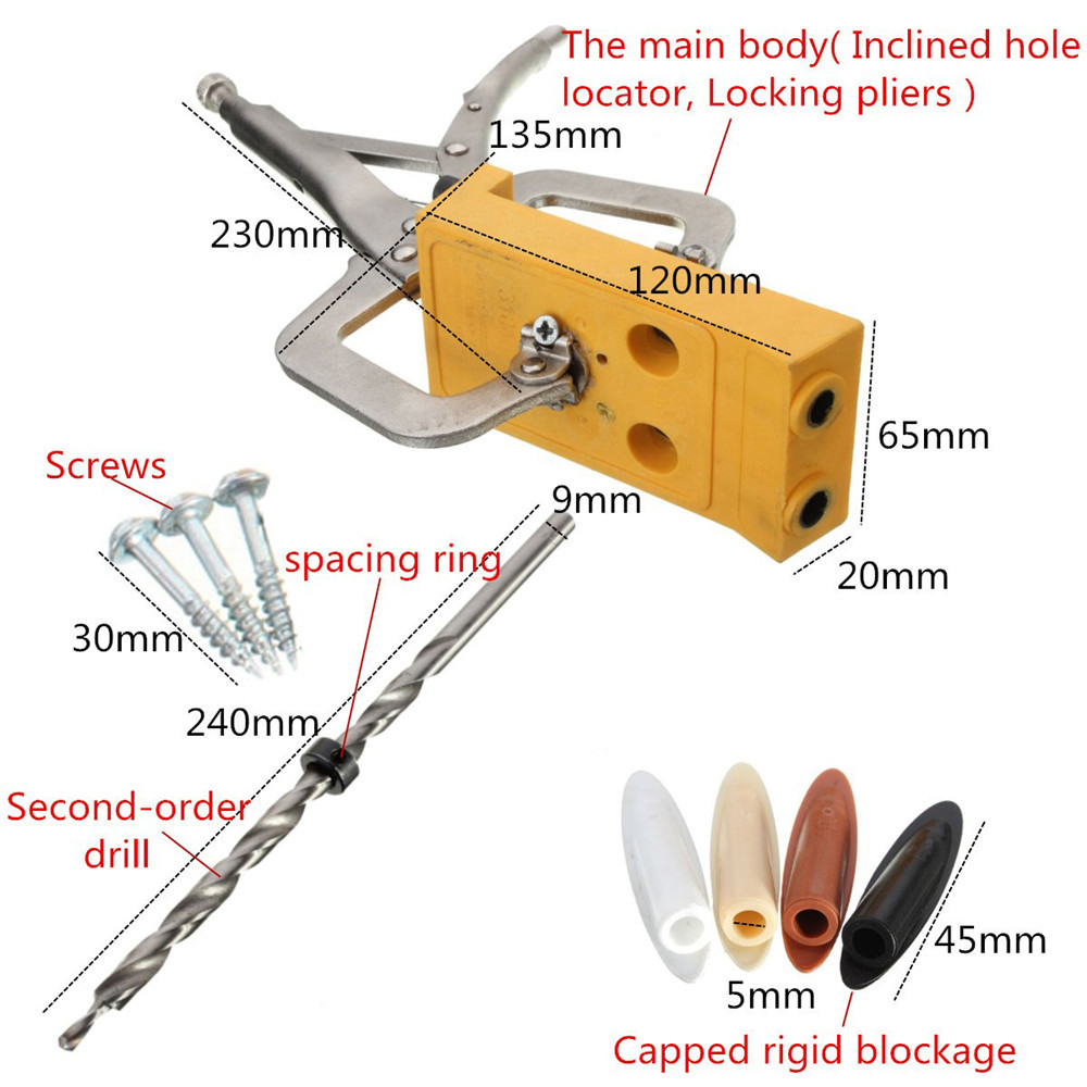 Pocket Hole Jig Wood Work Guide Repair Carpenter Kit Wood Working Tool
