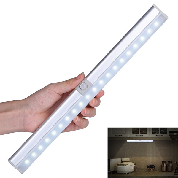 

Portable 20 LED USB Rechargeable Light Sensor & PIR Mtion Cabinet Closet Light for Kitchen Stairs