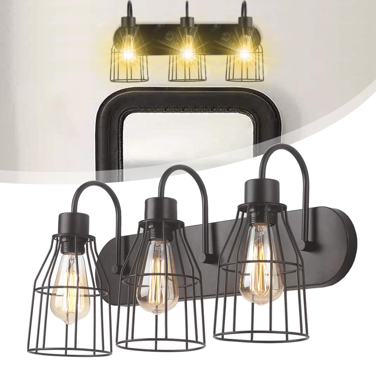 Find 3 Lamp Industrial Barn Wall Mount Lamp Retro Metal Sconce Light Fixture Without Bulb for Sale on Gipsybee.com with cryptocurrencies