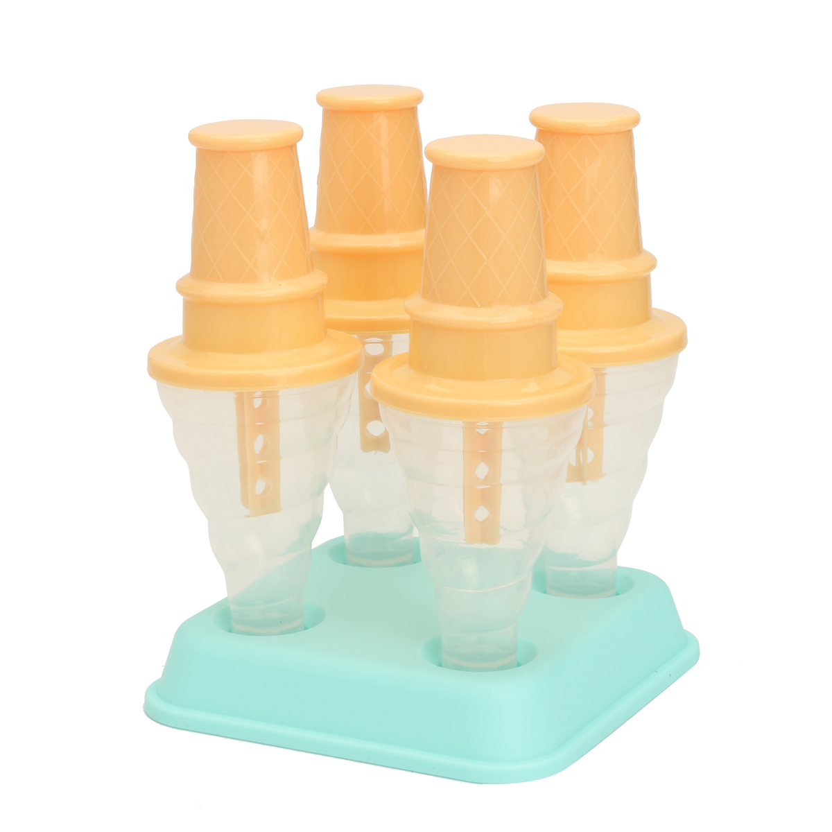 

4-Cavity Frozen Ice Cream Pop Mold Popsicle Stick Juice Maker Lolly Mould Tray Kitchen DIY