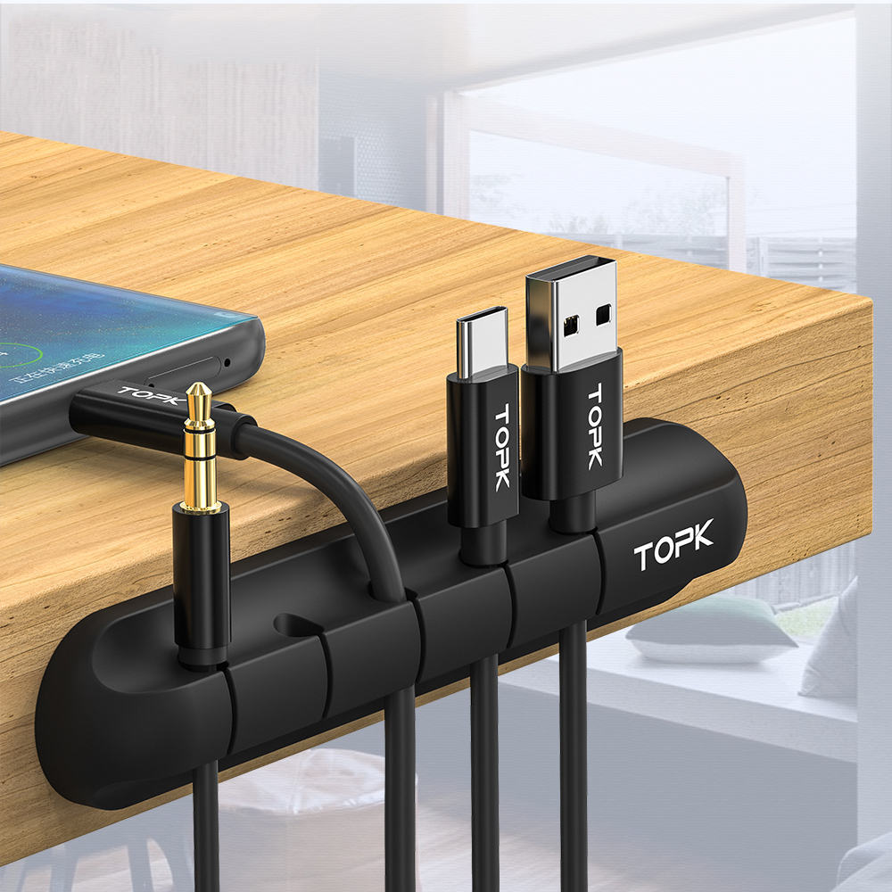 

TOPK Desktop Tidy Management Cable Organizer Winder For iPhone X XS HUAWEI XIAOMI MI9 S10 S10+ Data Cable and Mouse Headphone Wire