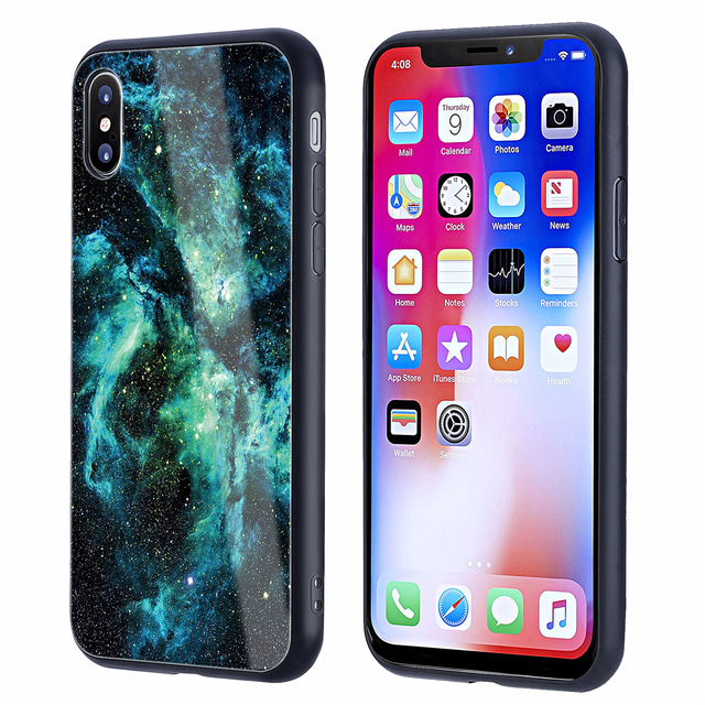 

Bakeey™ Colorful Tempered Glass Back TPU Frame Case for iPhone X