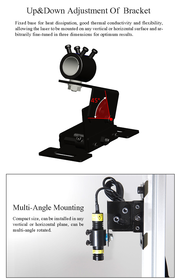 MTOLASER 13.5mm-23.5mm Laser Module Pointer Holder Adjustable Height Horizontal Position Wall Mount Clamp Bracket 5