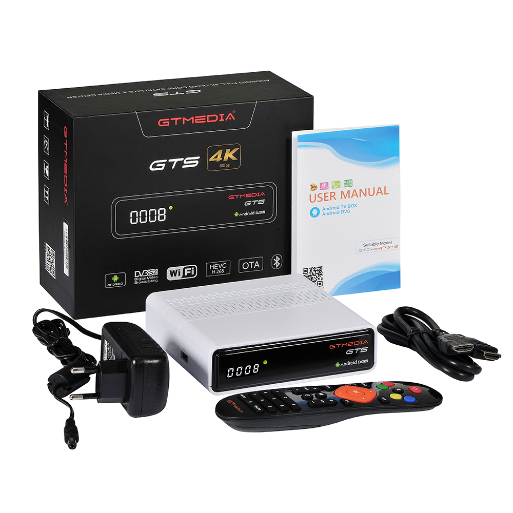 

GTMEDIA GTS DVB-S2 Спутник Приемник Amlogic S905D 2 ГБ 8 ГБ Android 4K 2,4 Г Wi-Fi Bluetooth 4,0 H.265 ТВ Коробка