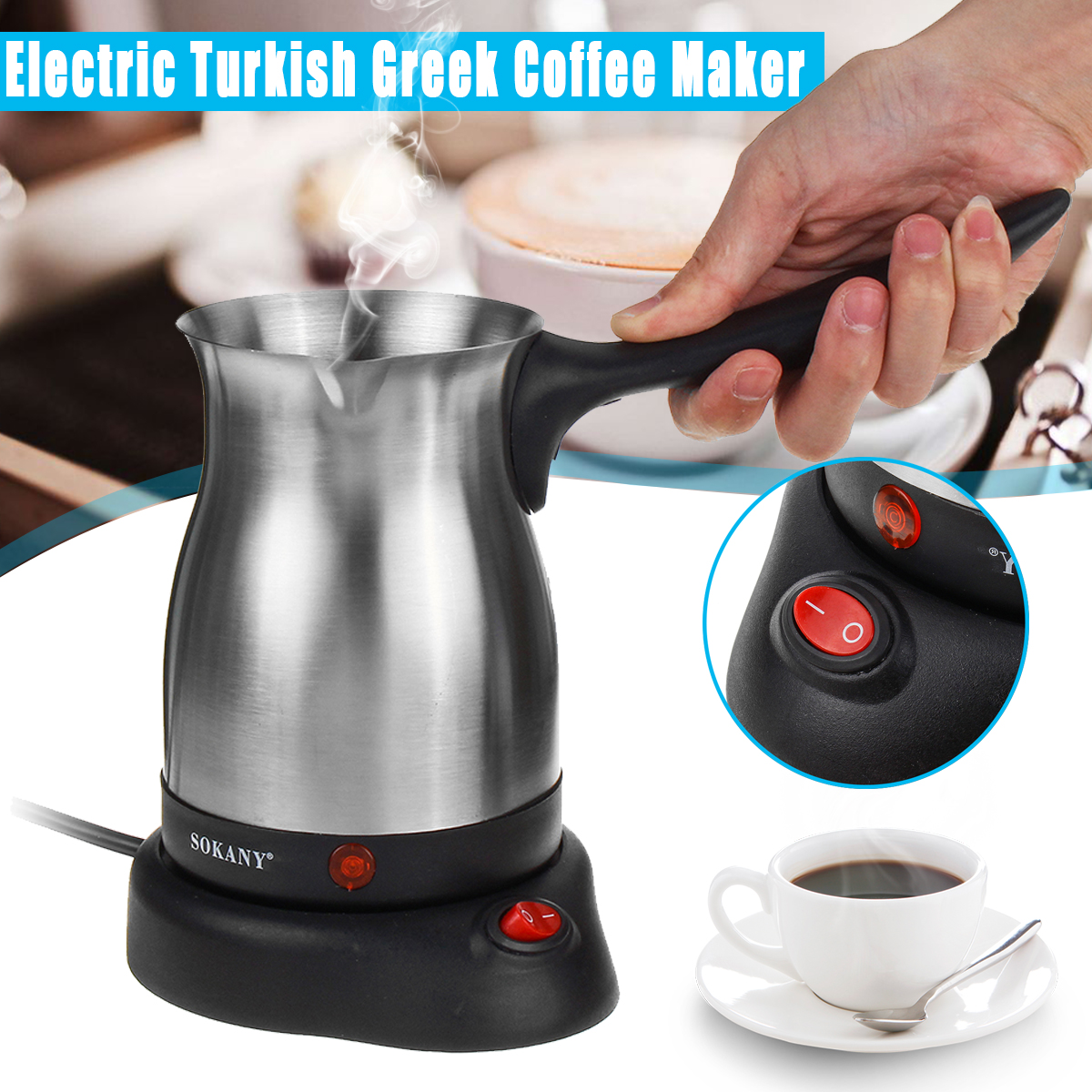 Stainless Steel Electric Turkish Greek Coffee Maker Machine Espresso Moka Pot 19