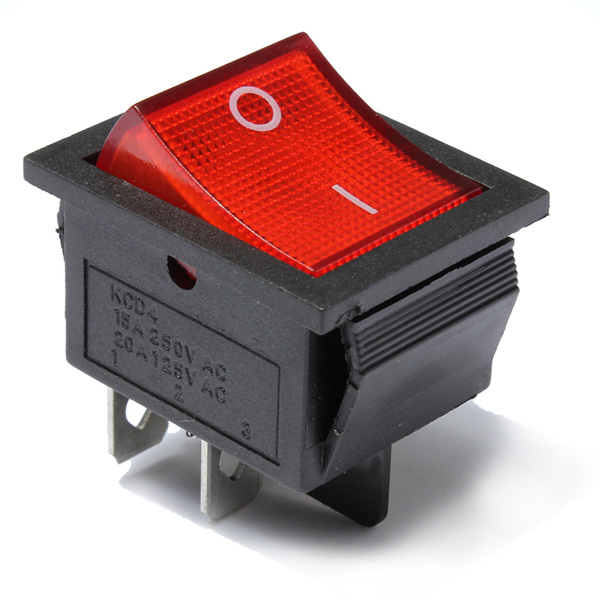

30pcs Red Light Lamp 4 Pin DPST ON-OFF Rocker Boat Push Button Switch 13A/250V 20A/125V