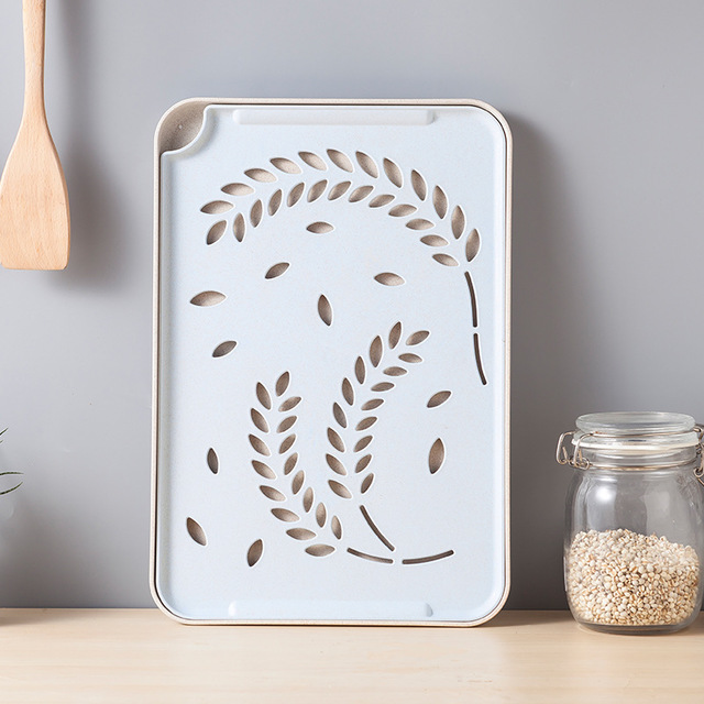 

Ai Side Rectangular Wheat Drain Increase Tray Nordic Household Tea Set Plastic Plate Fruit Plate Multi-purpose Plate