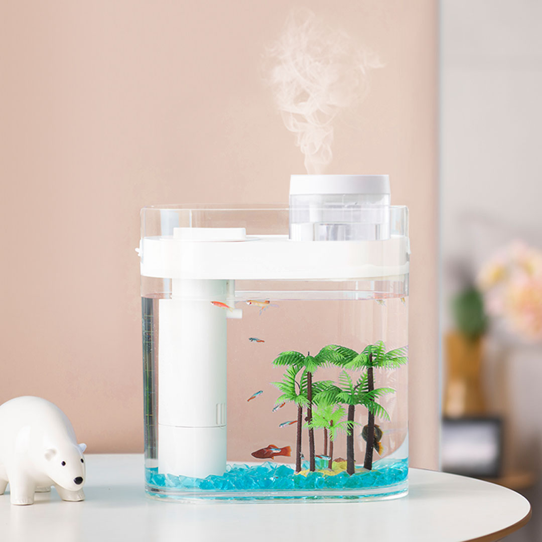 

Geometry Ecological Fish Tank with Humidifier Aquaponics Ecosystem Small Water Garden Transparent Aquarium from Xiaomi Youpin