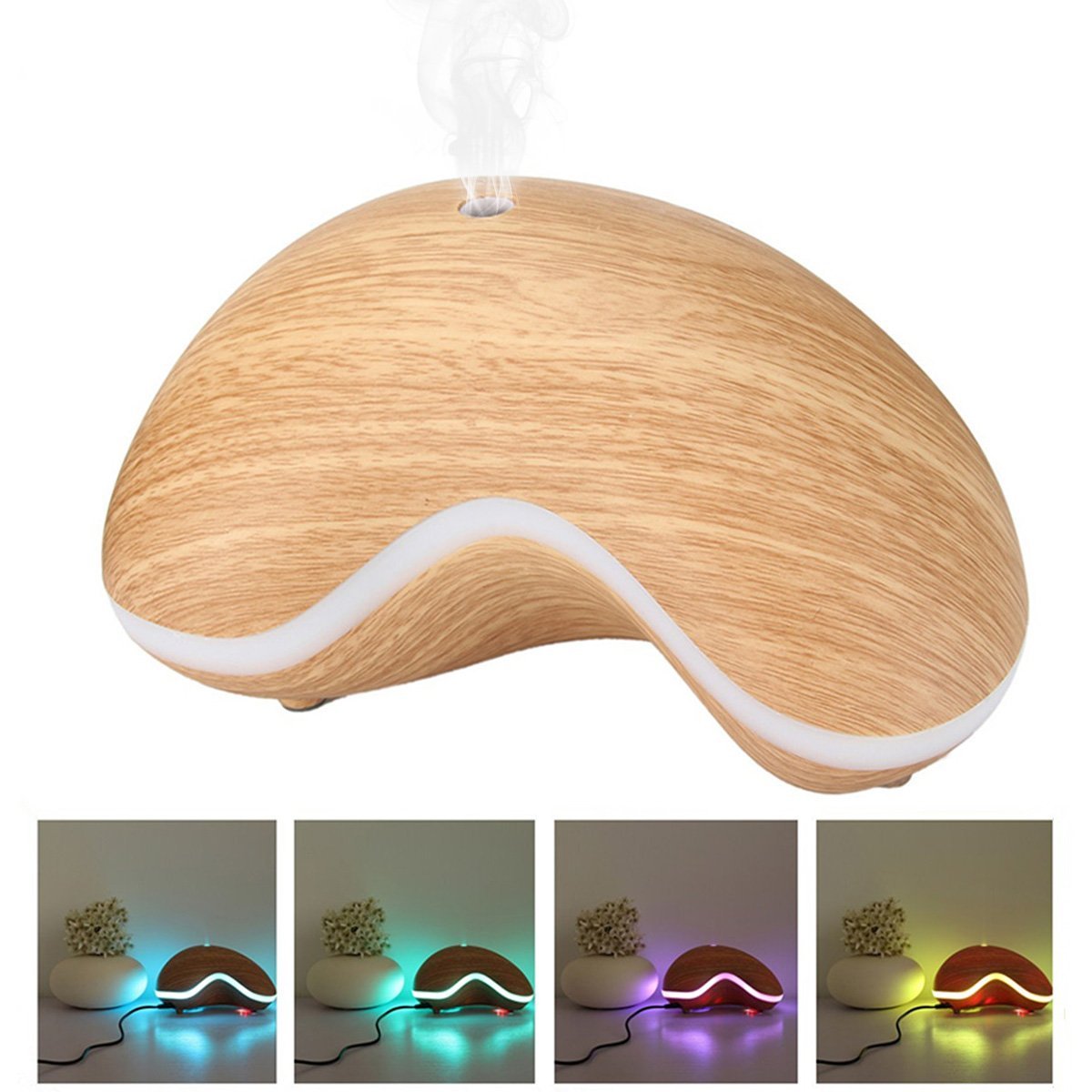 

6 Color Changing LED Light 150ML Aroma Diffuser Aromatherapy Light Colored Wood Grain Essential Oil Diffuser Ultrasonic Air Humidifier