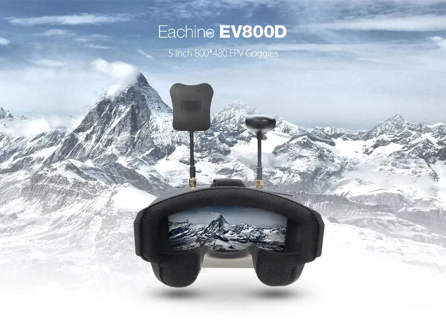 Eachine EV800D 5.8G 40СН Разнообразие FPV Защитные очки 5 дюймов 800 * 480 Гарнитура Видео HD Видеорегистратор Построено в Батарея