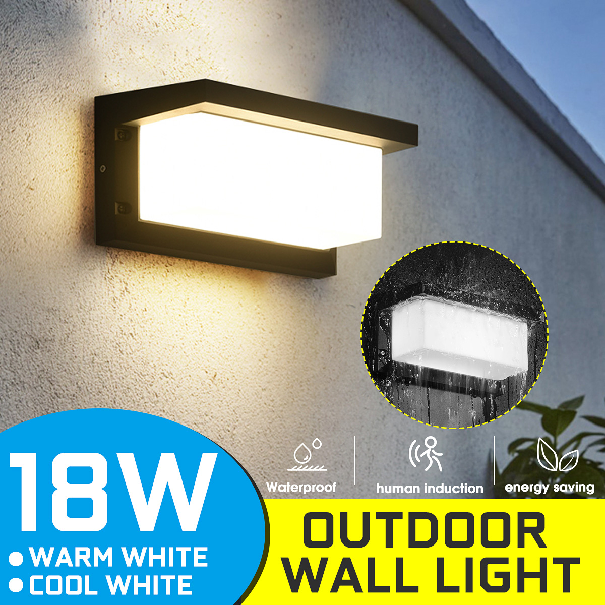 18W Waterproof LED Wall Light Garden Balcony Porch Decoration Lighting Lamp 