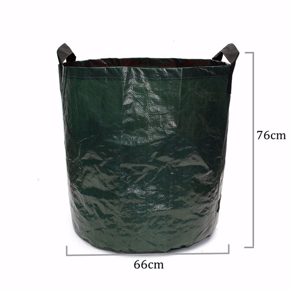 76x66cm Cylindrical Garden Garbage Leaf Bag Portable Green Garden Plastic W...
