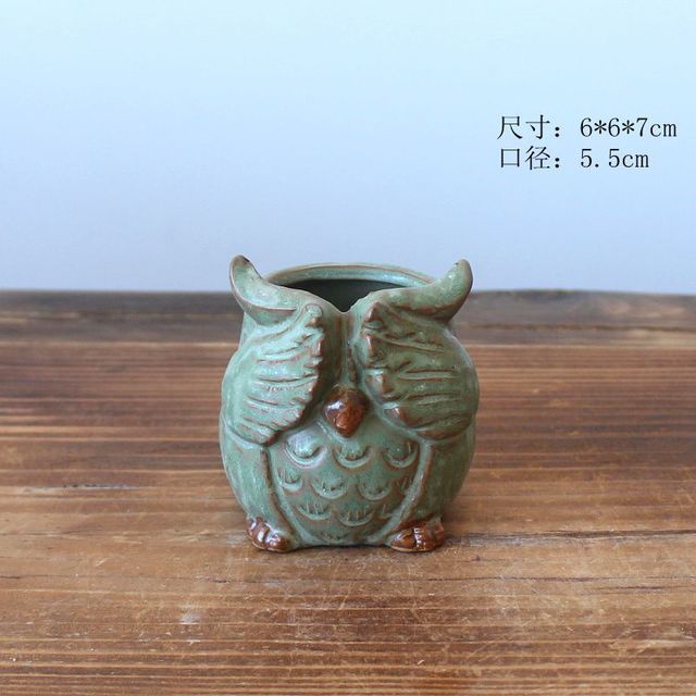 

Kiln Glazed Ceramic Owl Fleshy Flower Pot Meaty Thumb Pot Small Succulent Flower Pot 4414