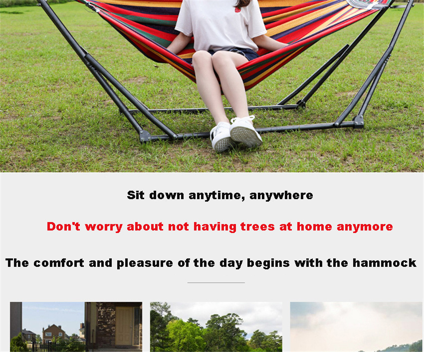 Portable Canvas Hammock Stand Portable Multifunctional Practical Outdoor Garden Swing Hammock Single Hanging Chair Bed Leisure Camping Travel 20