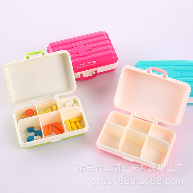 

Creative Suitcase Box Portable Six Grid Plastic Small Box Storage Box Can Be Logo