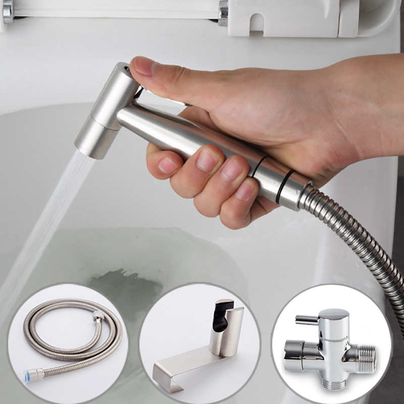 

Stainless Steel Handheld Bidet Toilet Sprayer Set Kit Bidet faucet for Bathroom Hand Shower Head self cleaning for Personal Hygiene and Potty Toilet