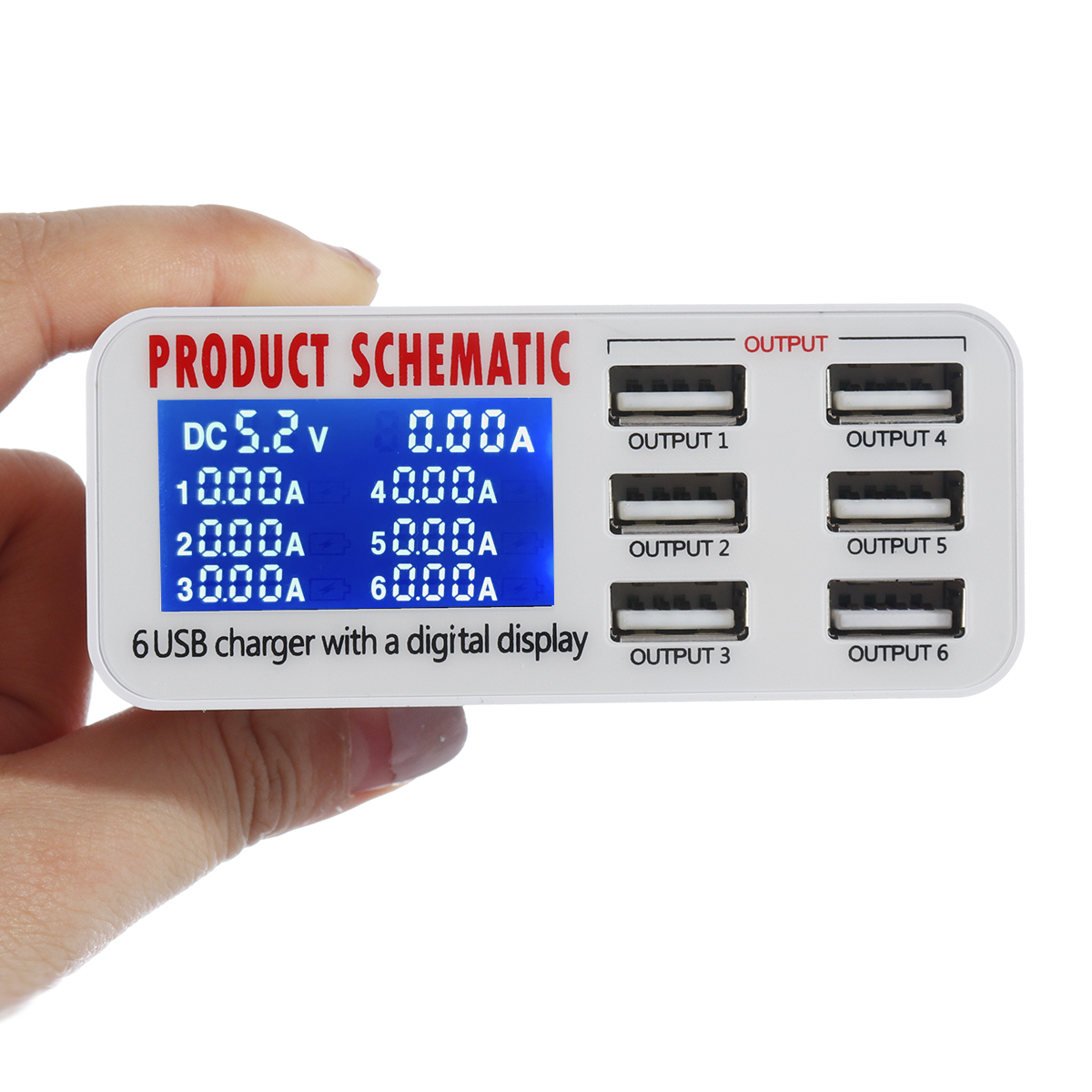 

40W 6 Ports USB Intelligent Charger LCD Screen Desktop Intelligent Charging Station Charge