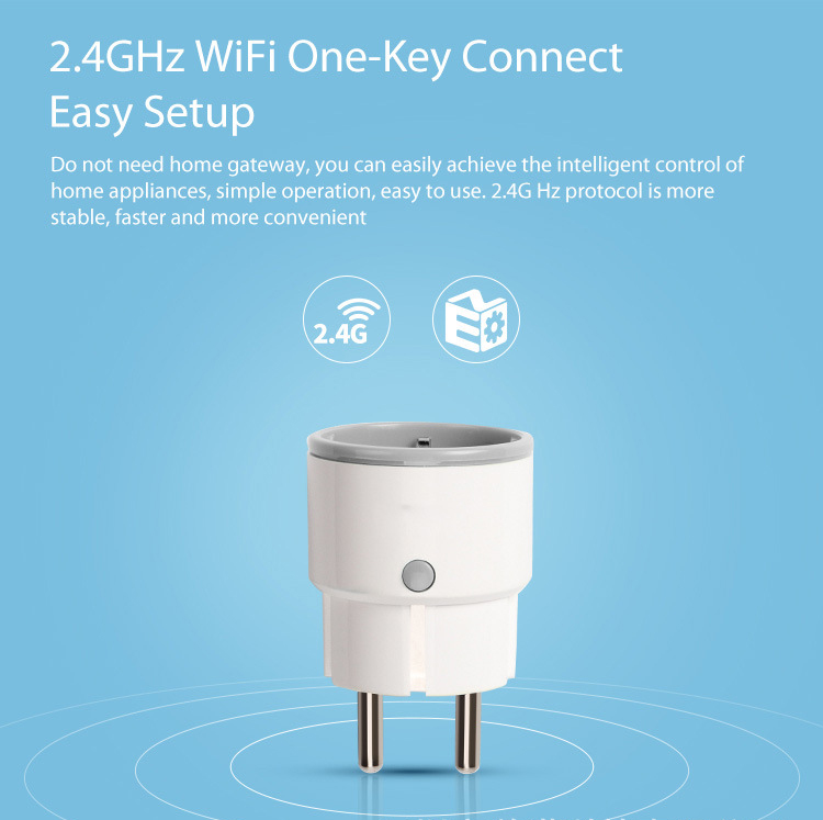 Bakeey 10A Smart WIFI Socket Remote Control Switch EU Plug Adapter Compatible with Tuya Smart Life APP Google Assistant Amazon Alexa IFTTT 5