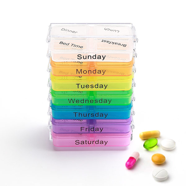 

KCASA KC-JS0703 Portable Pill Case Organizer Weekly Travel Medicine Box Tablets Case Holder