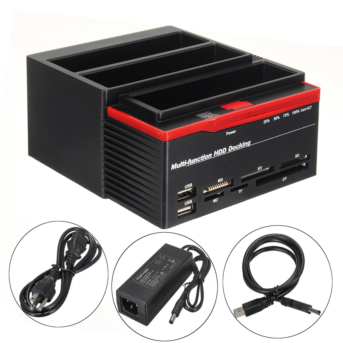 

US 2.5"3.5" ALL In One USB3.0 To SATA IDE HDD SSD Hard Drive Docking Station Offline Clone Card Reader Hub