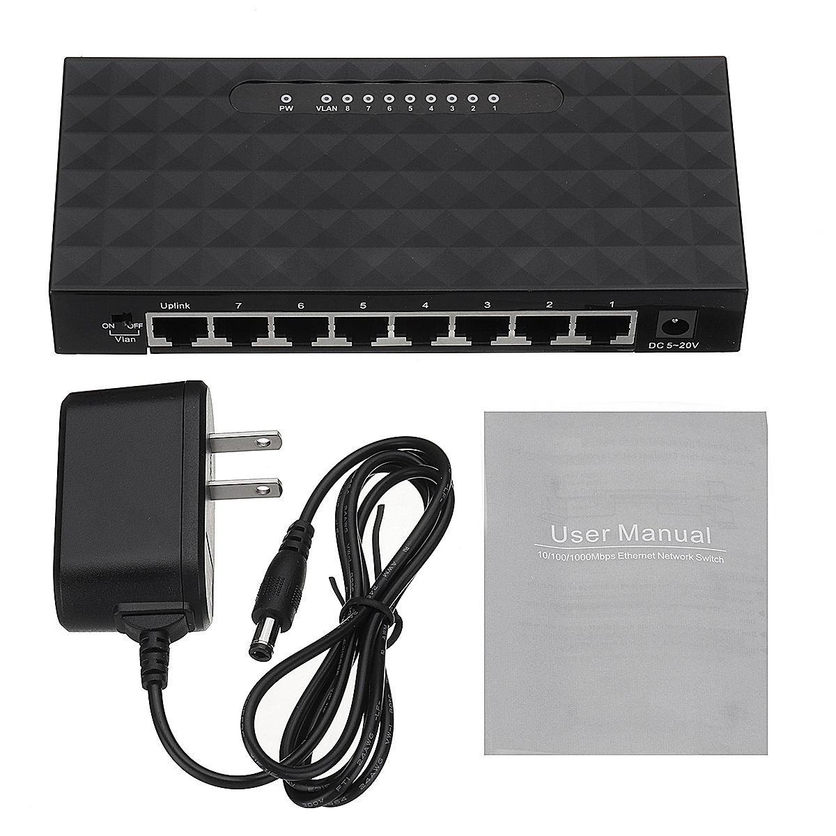 

8-Port RJ45 10/100Mbps Ethernet Network Switch Internet Lan Hub Adapter for Routers Modems