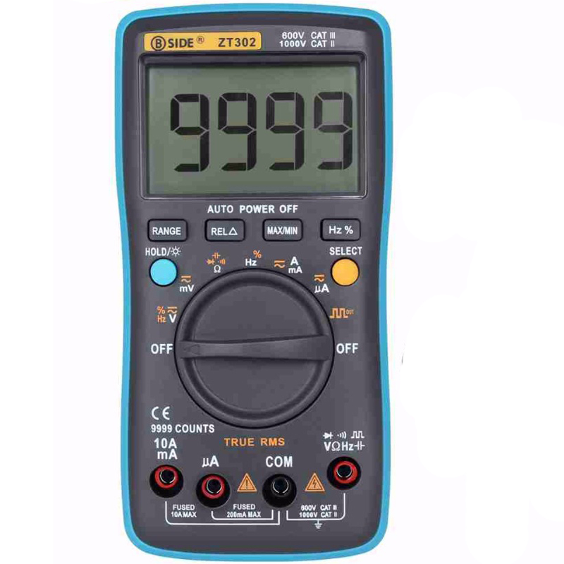 

BSIDE ZT302 Digital Multimeter True RMS 9999 Counts LED Backlight AC DC Voltage Current Resistance Capacitance Frequency Tester Square Wave Output