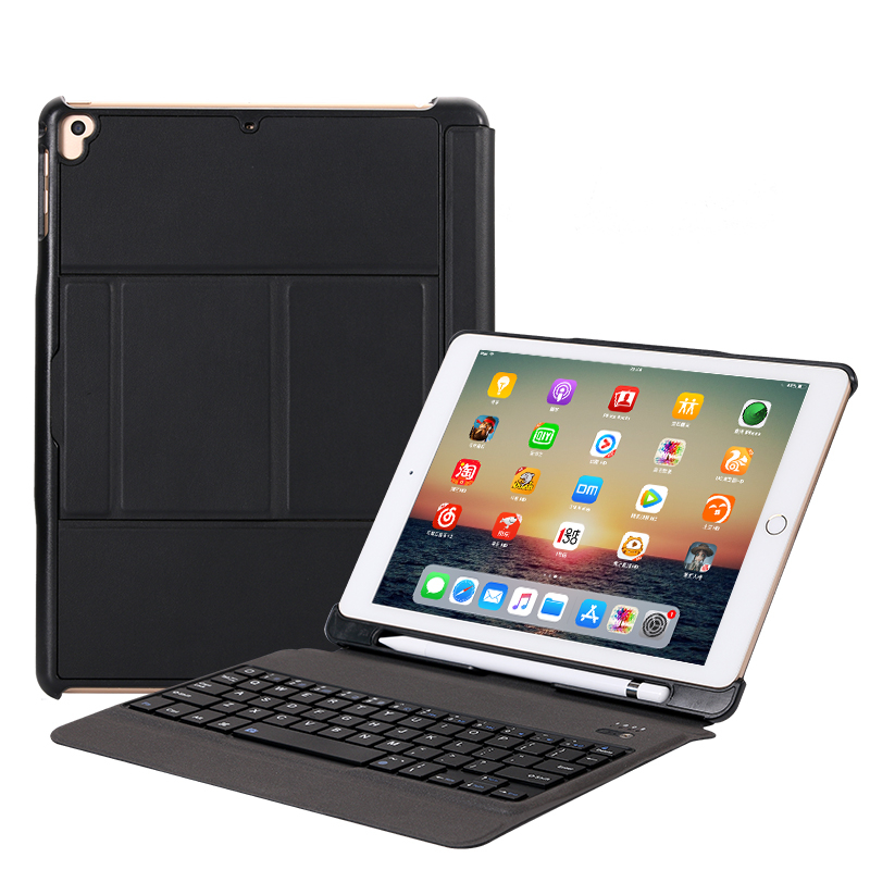 

Slim Detachable bluetooth Keyboard Kickstand Smart Sleep Case With Pencil Holder For iPad Air/Air 2/iPad Pro 9.7"/New iPad 2017/iPad 2018