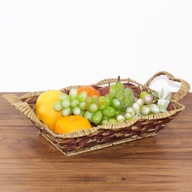 

Pp Imitation Rattan Basket Weaving Hotel Food Basket Plastic Fruit And Vegetable Bread Basket Storage Box Supplies