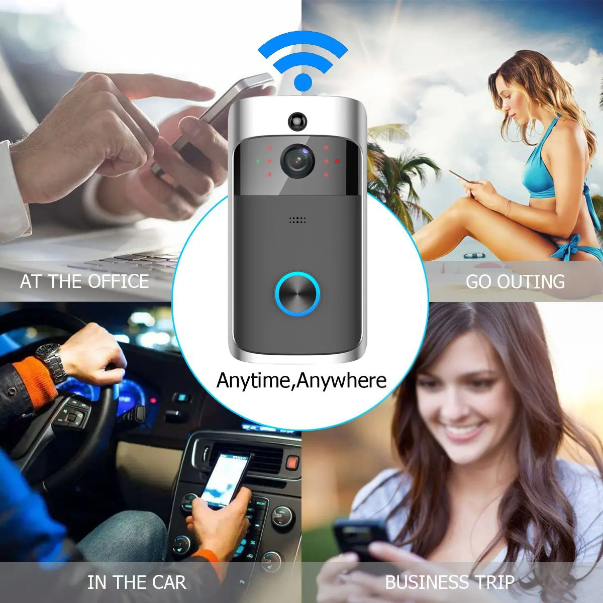 Smart Wireless DoorBell with Night Vision Home Security WiFi Smartphone Remote Video