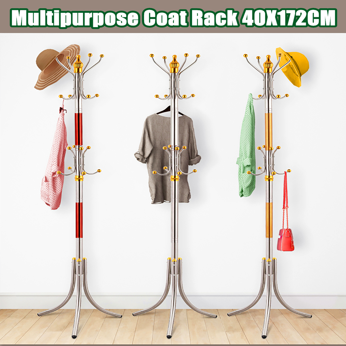 Coat Rack Hat Clothing Garment Floor Stand Metal Tree Hanger Holder Organizer 50
