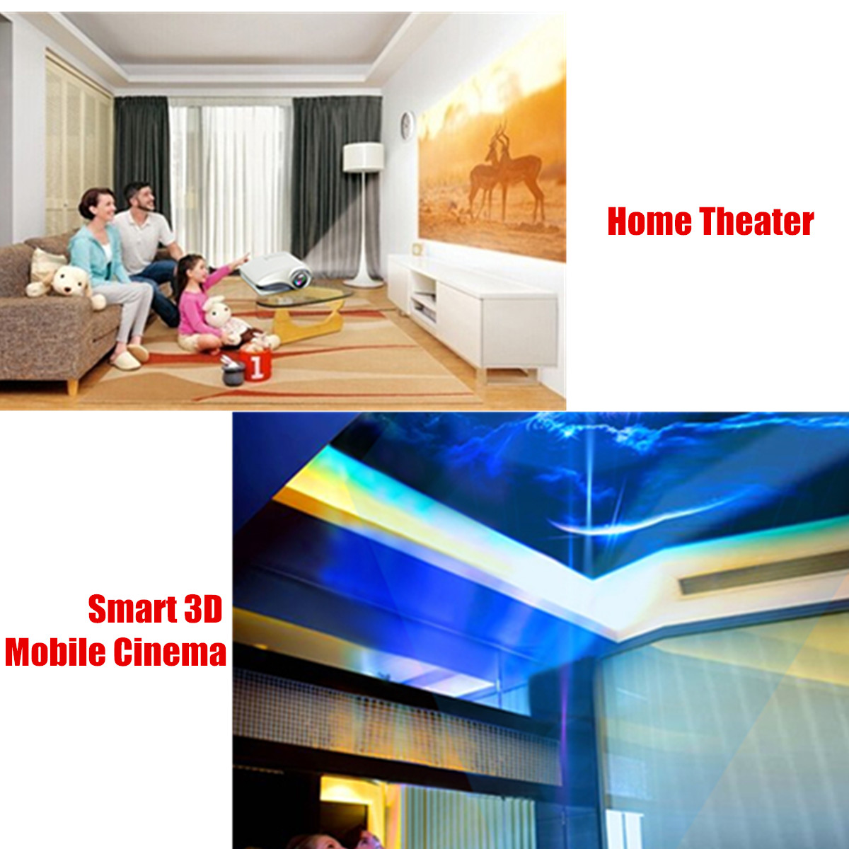 3D 1080P Portable LCD LED Mini Projector 600 Lumens 480x320 USB VGA TV AV Office Home Theater 28