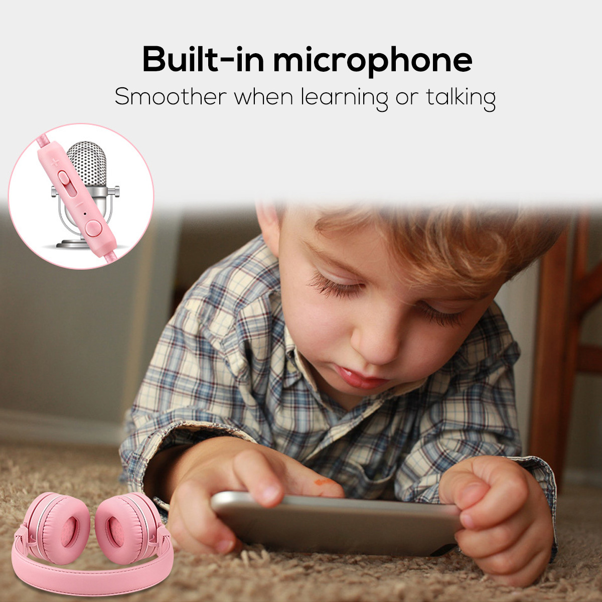 Portable Foldable Kids Childs Headphone Soft 3.5mm Wired Stereo Music Headset with Mic 13