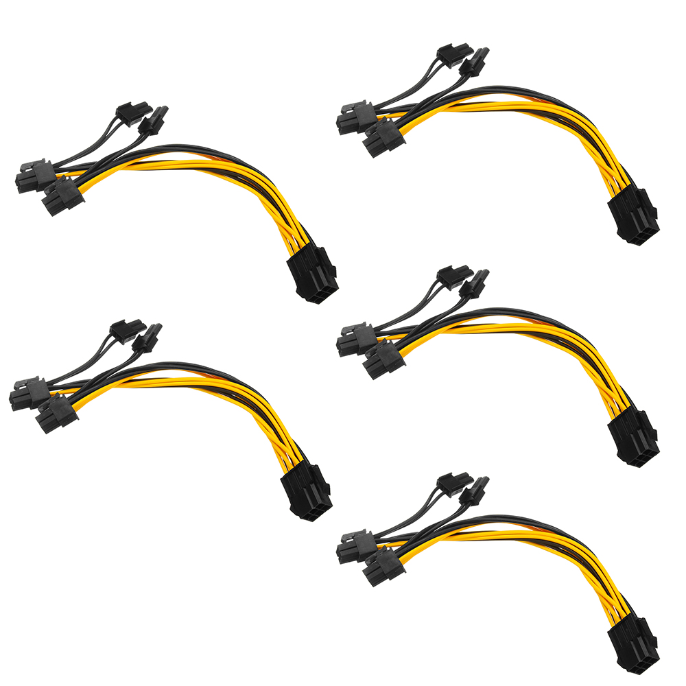 

5Pcs PCI-E 6-pin To 2x 6+2-pin Power Splitter Cable PCIE PCI Express