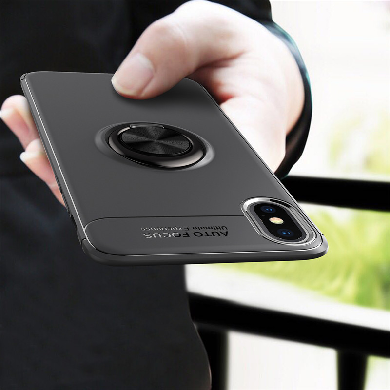 

C-KU Protective Case For iPhone XS 360º Rotating Ring Grip Kicktand Back Cover