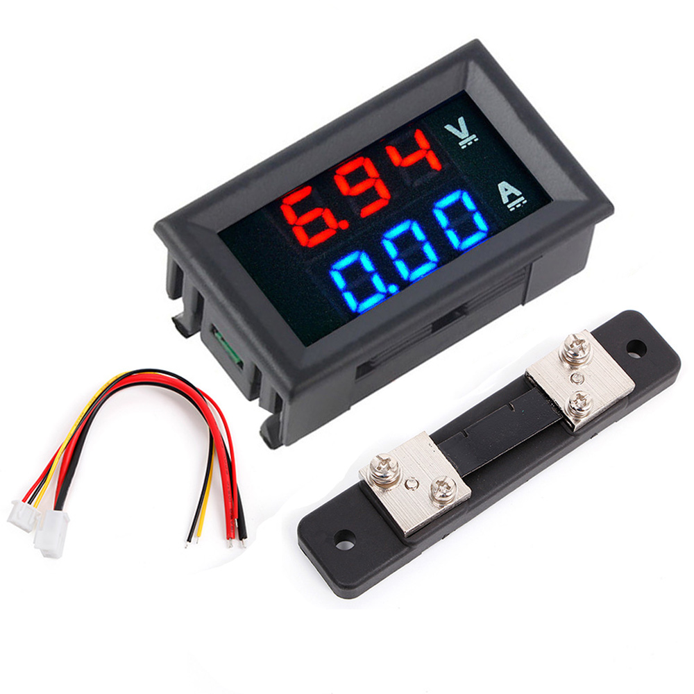 

0.56" Blue Red Dual LED Display Mini Digital Voltmeter Ammeter DC 100V 50A Panel Amp Volt Voltage Current Meter Tester