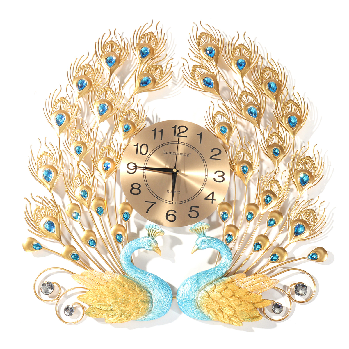 Find 3D Peacock Wall Clock Large Accurate Mute Metal Art Creative Decor Home for Sale on Gipsybee.com with cryptocurrencies