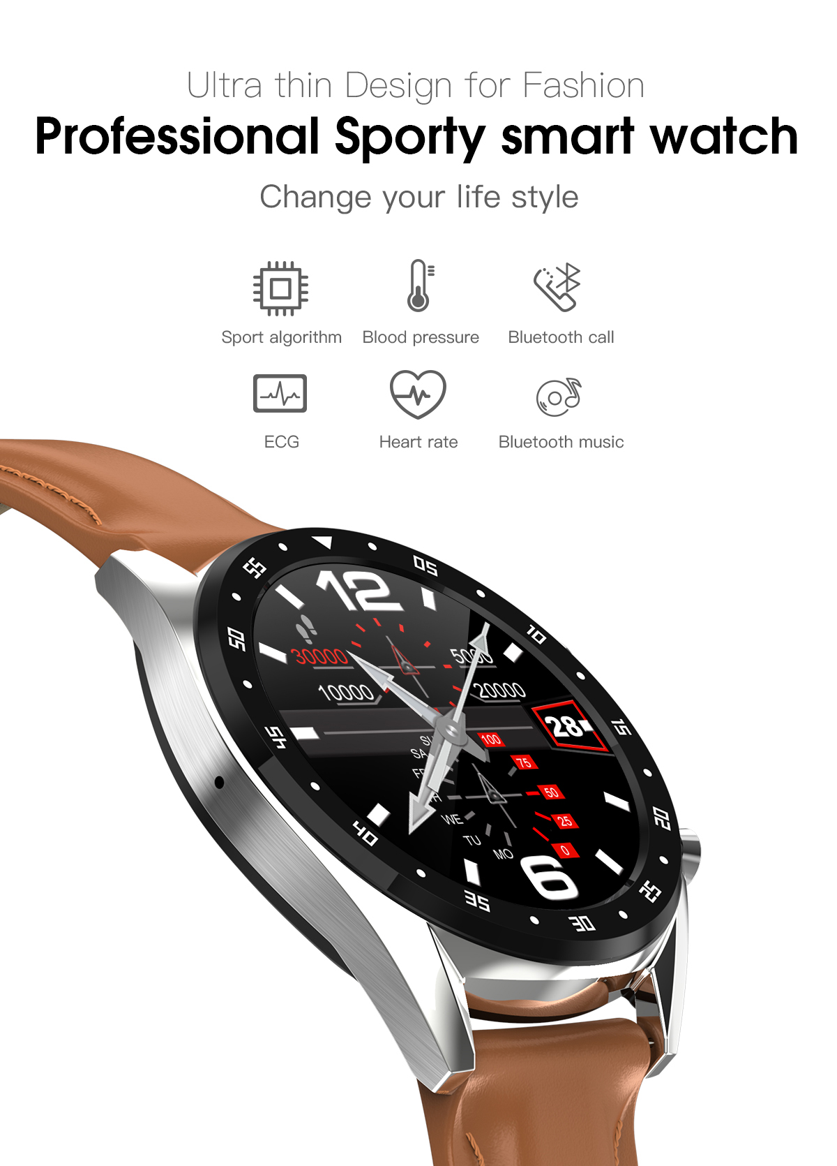 Microwear L7 Edge To Edge Screen ECG Heart Rate bluetooth Call IP68 Music Control Long Standby Smart Watch 18