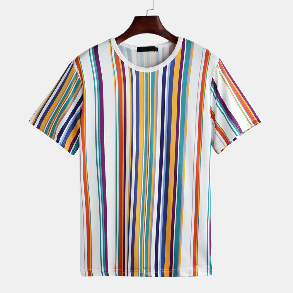 

Men Vertical Stripe Short Sleeve Relaxed T-Shirts