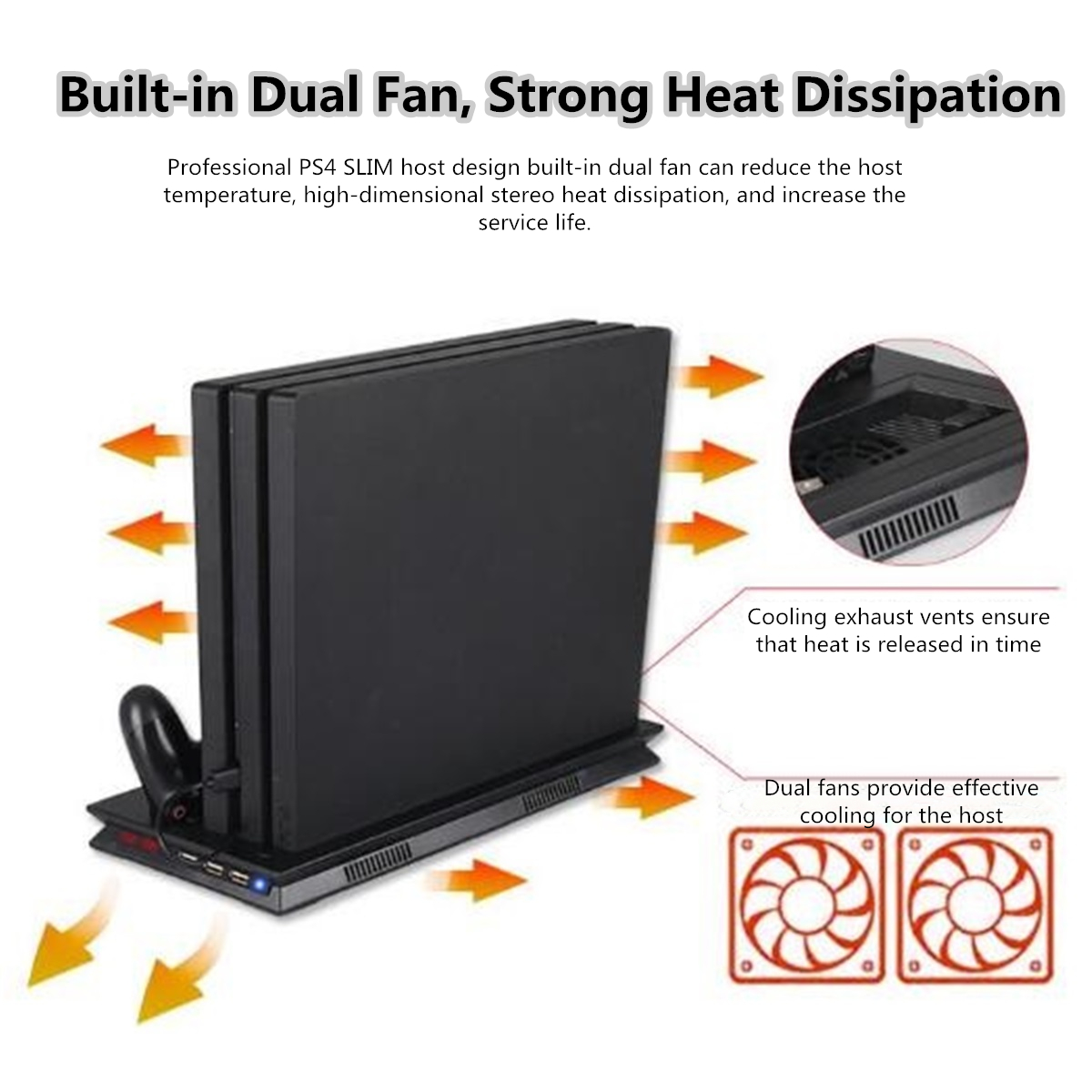 LED Charger Station Stand Charging Dock Cooling Fan for Sony Playstation 4 PS4 PRO Slim Game Console Gamepad 29