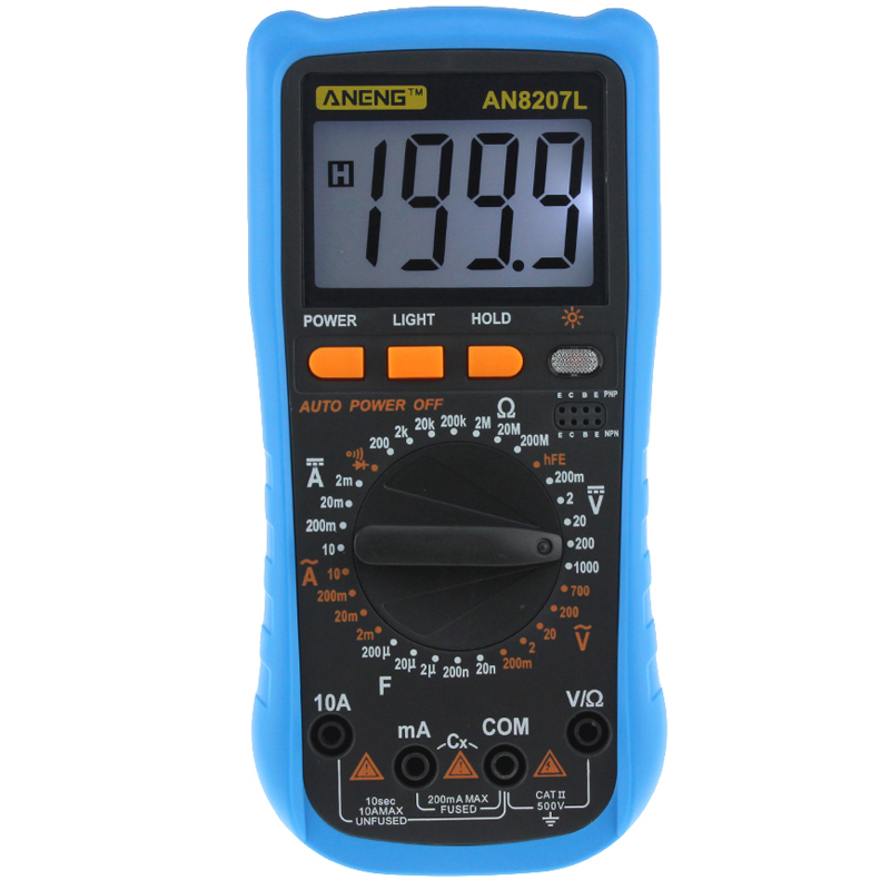 

ANENG AN8207L Digital Multimeter 2000 Counts AC/DC Current Voltage Resistace Frequency Capacitance Tester Diode & Sound ON/OFF Test