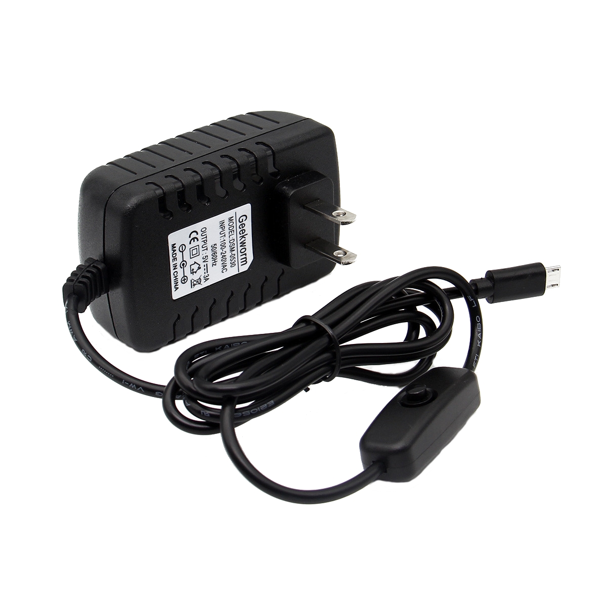 

Geekworm US Standard DC 5V 3.0A Power Supply Adapter with Switch For Raspberry Pi