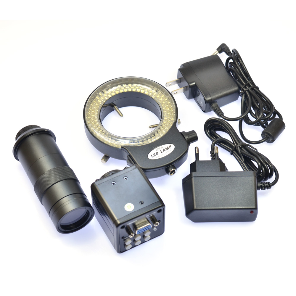 

HAYEAR HD VGA 2.0MP Цифровой промышленный микроскоп камера 100-кратный зум C-mount Объектив 144 LED Регулируемый свет
