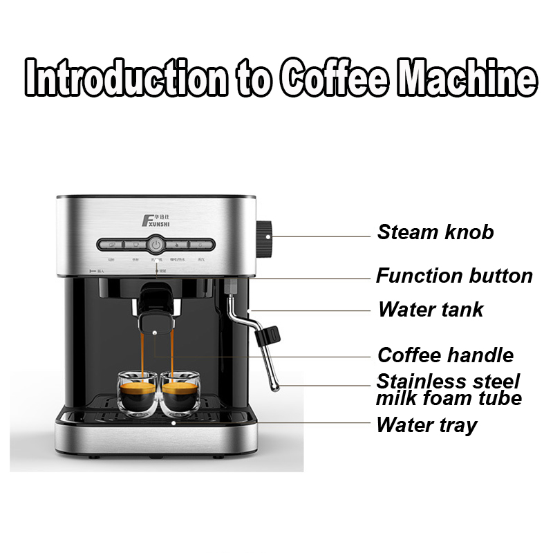 FXUNSHI MD-2009 1.4L 950W Semiautomatic Espresso Milk Bubble Maker Italian Coffee Machine (BS) 3